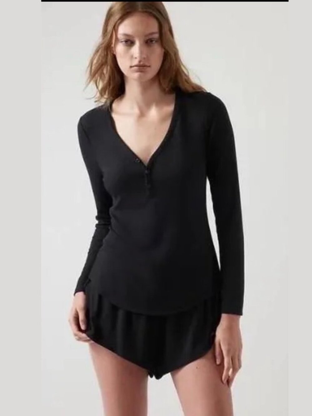 Athleta Black Long Sleeve Wind Down Sleep Top - Size L - New with Tags